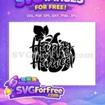Free Black Pumpkin Leaves Free Happy Harvest Quote Fall Thanksgiving Free SVG - Instant Download
