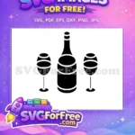 Free Black Wine Bottle Free Two Elegant Glasses Fall Thanksgiving Free SVG - Instant Download