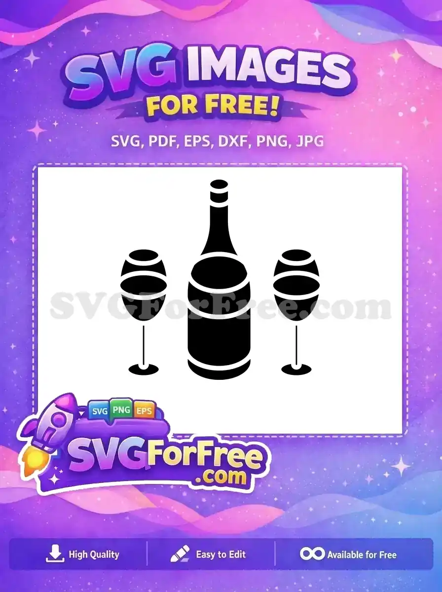 Free Black Wine Bottle Free Two Elegant Glasses Fall Thanksgiving Free SVG