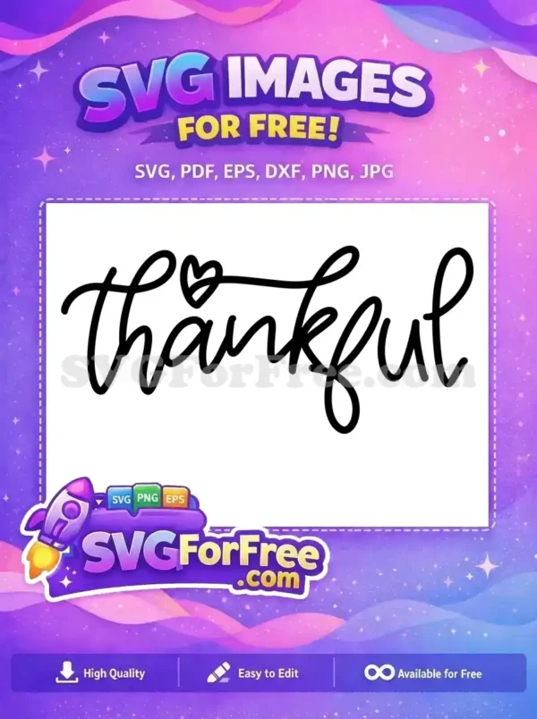 Free Black Script Free Thankful Heart Fall Thanksgiving Free SVG