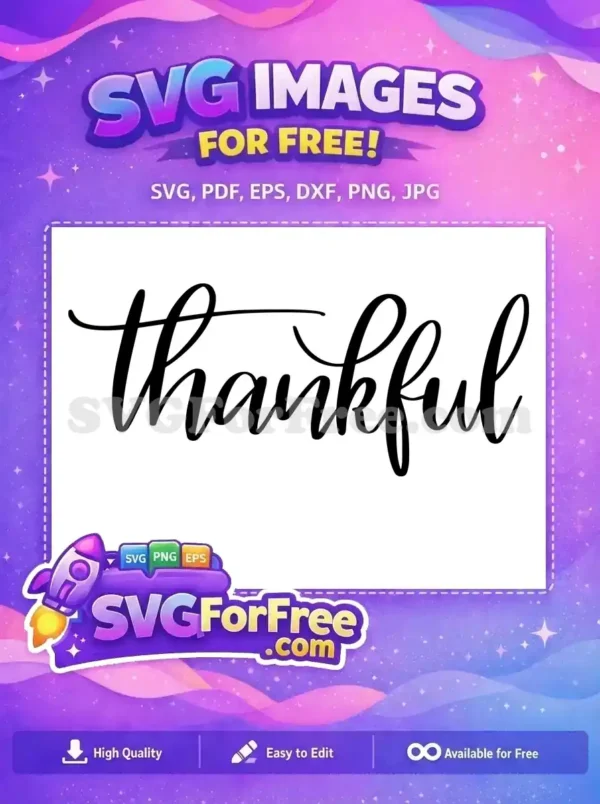 Free Thankful black elegant Free cursive Fall Thanksgiving Free SVG