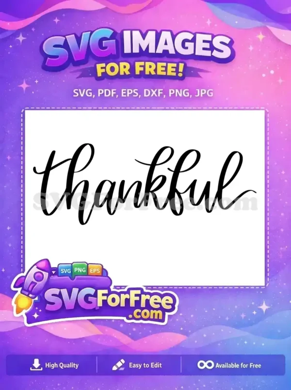 Free Thankful Script Free Black Calligraphy Thanksgiving Quotes Free SVG