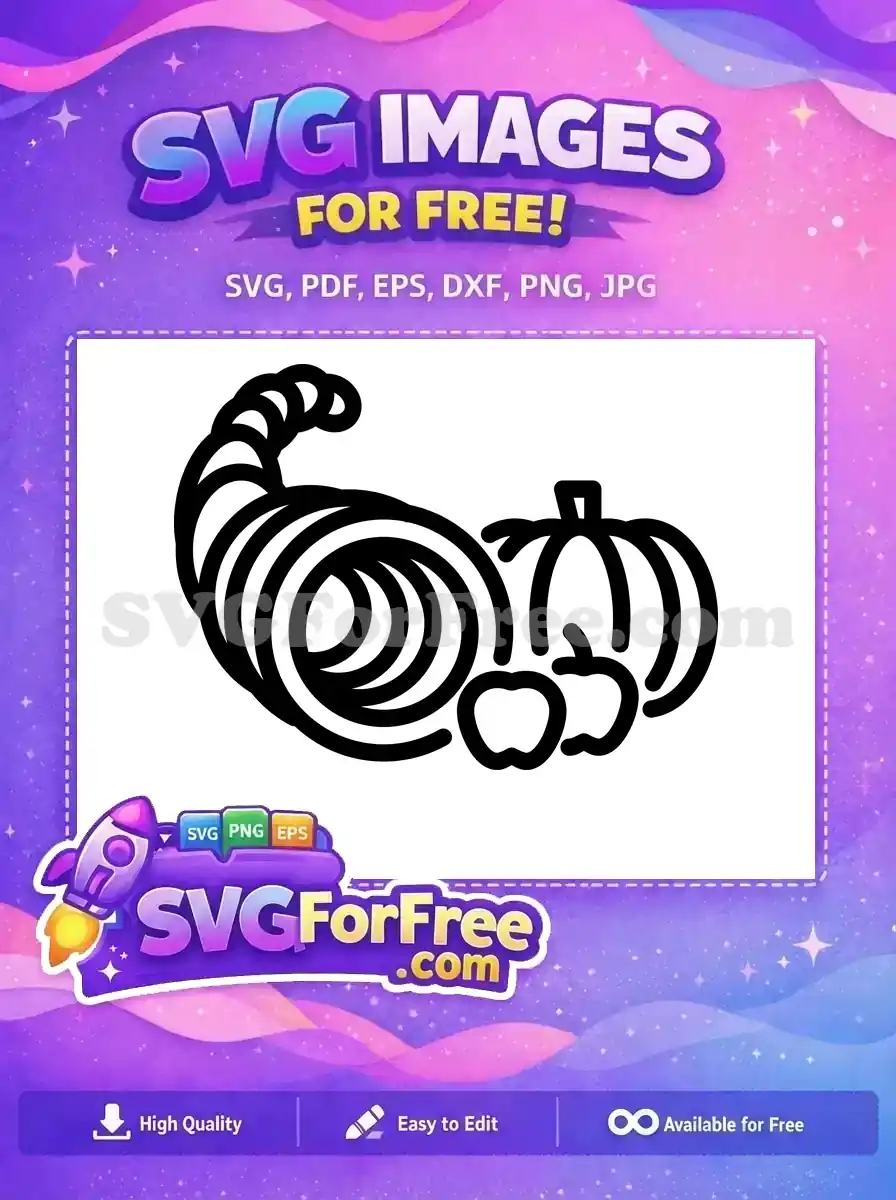 Free Outline Cornucopia Free Pumpkin Apples Fall Thanksgiving Quotes Free SVG