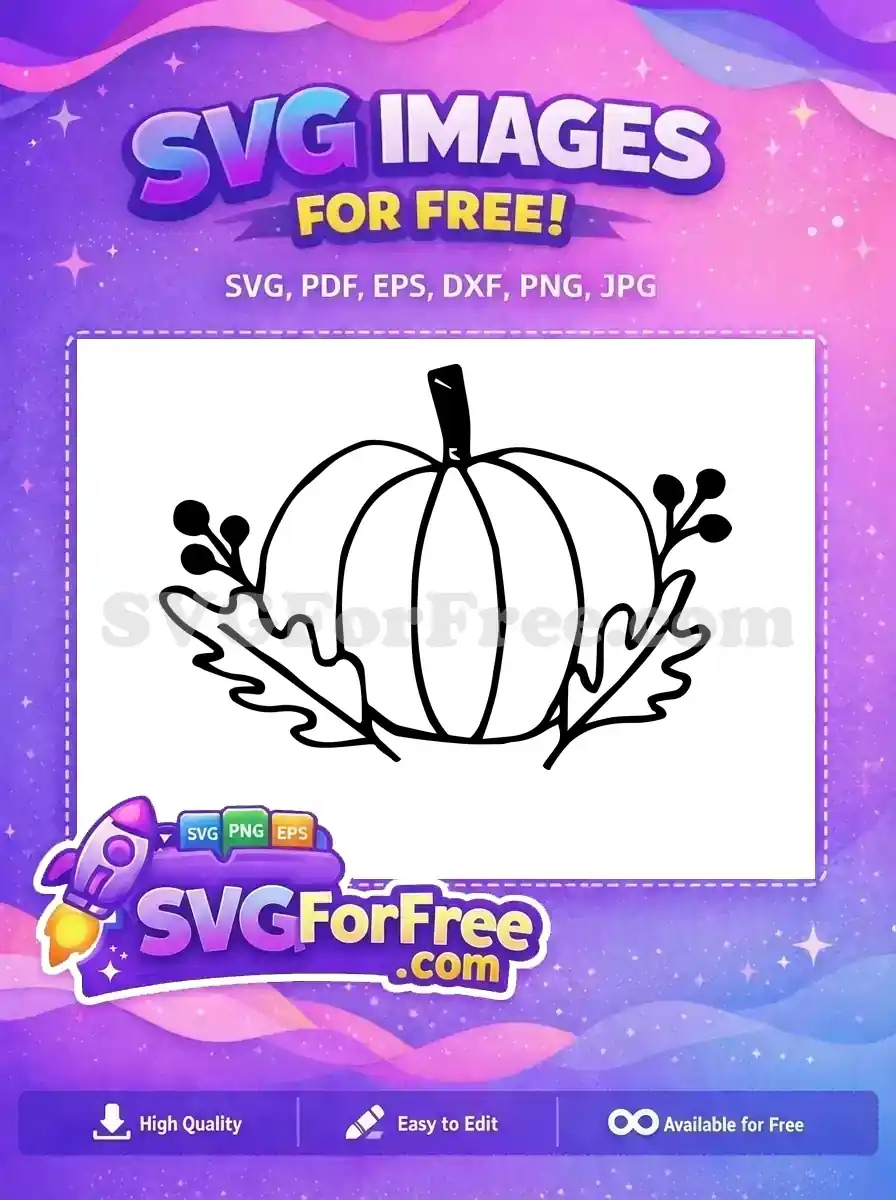 Free Pumpkin Outline Free Fall Leaves Berries Thanksgiving Free SVG