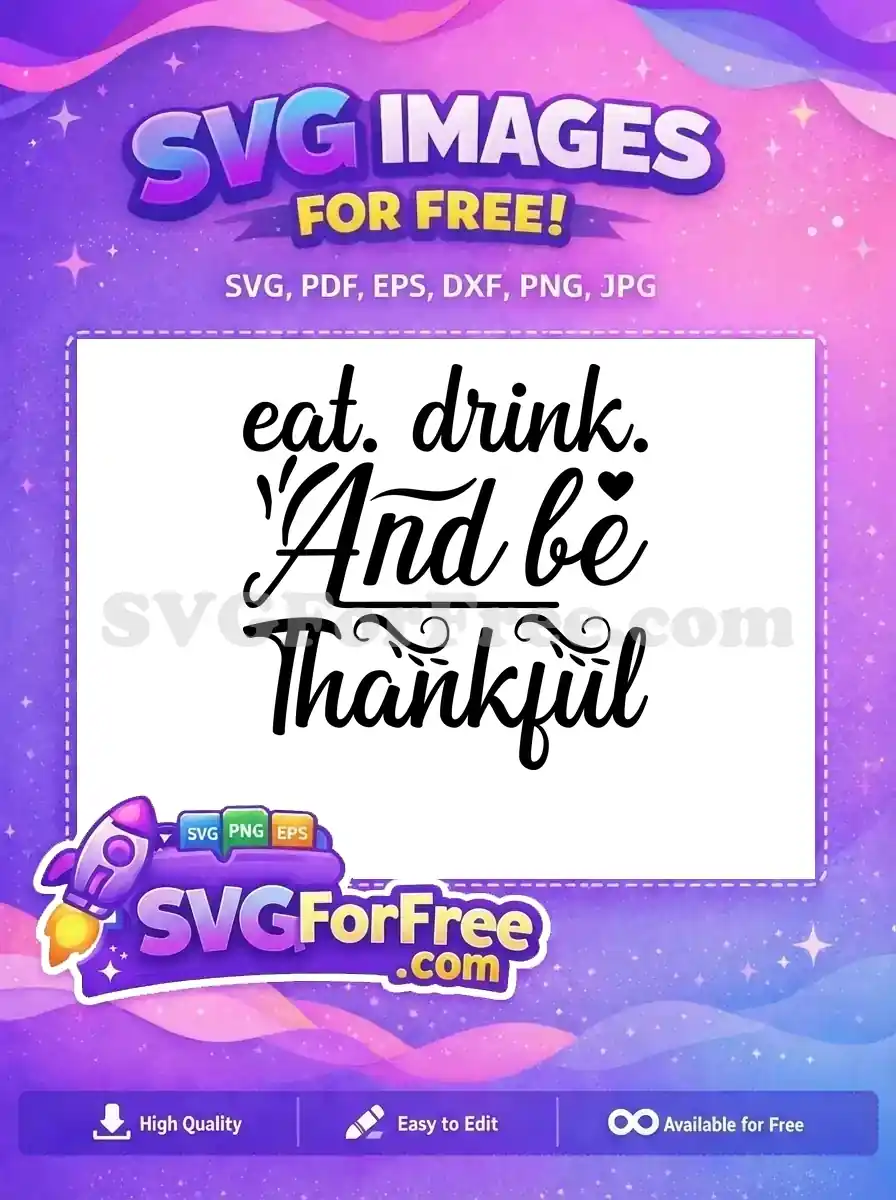 Free Eat Drink Thankful Free Black Script Heart Thanksgiving Free SVG