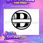 Free Black White D Free Botanical Split Family Monogram Free SVG - Instant Download