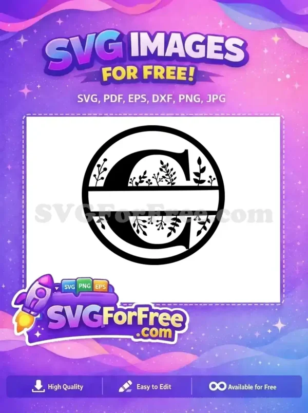 Free Monogram C Floral Free Delicate Branch Berries Personalized Family Free SVG