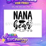 Free Black Nana Bear Free Stars Swirl Family Quotes Free SVG - Instant Download