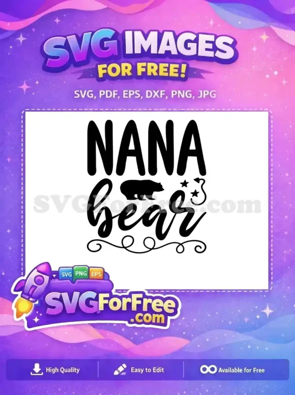 Free Black Nana Bear Free Stars Swirl Family Quotes Free SVG