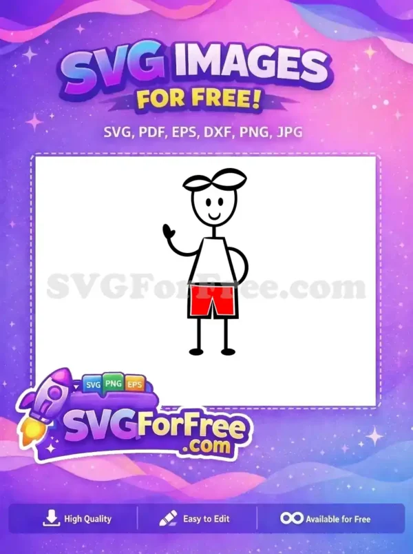 Free Smiling Stick Boy Free Red Shorts Outfit Family Quotes Free SVG