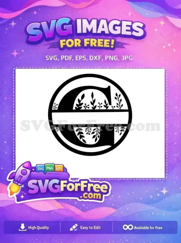 Free Black G Monogram Free Floral Foliage Family Quotes Free SVG