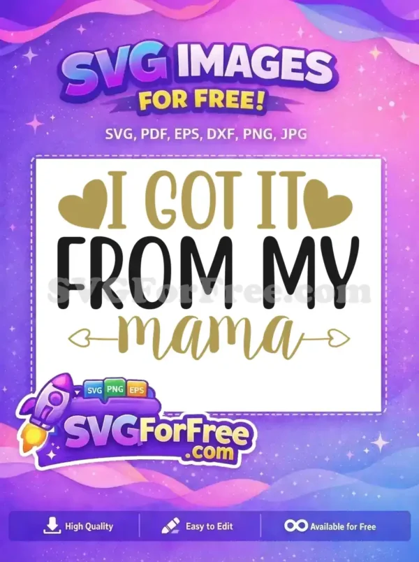 Free Gold Black Heart Free Mama Quote Family Quotes Free SVG