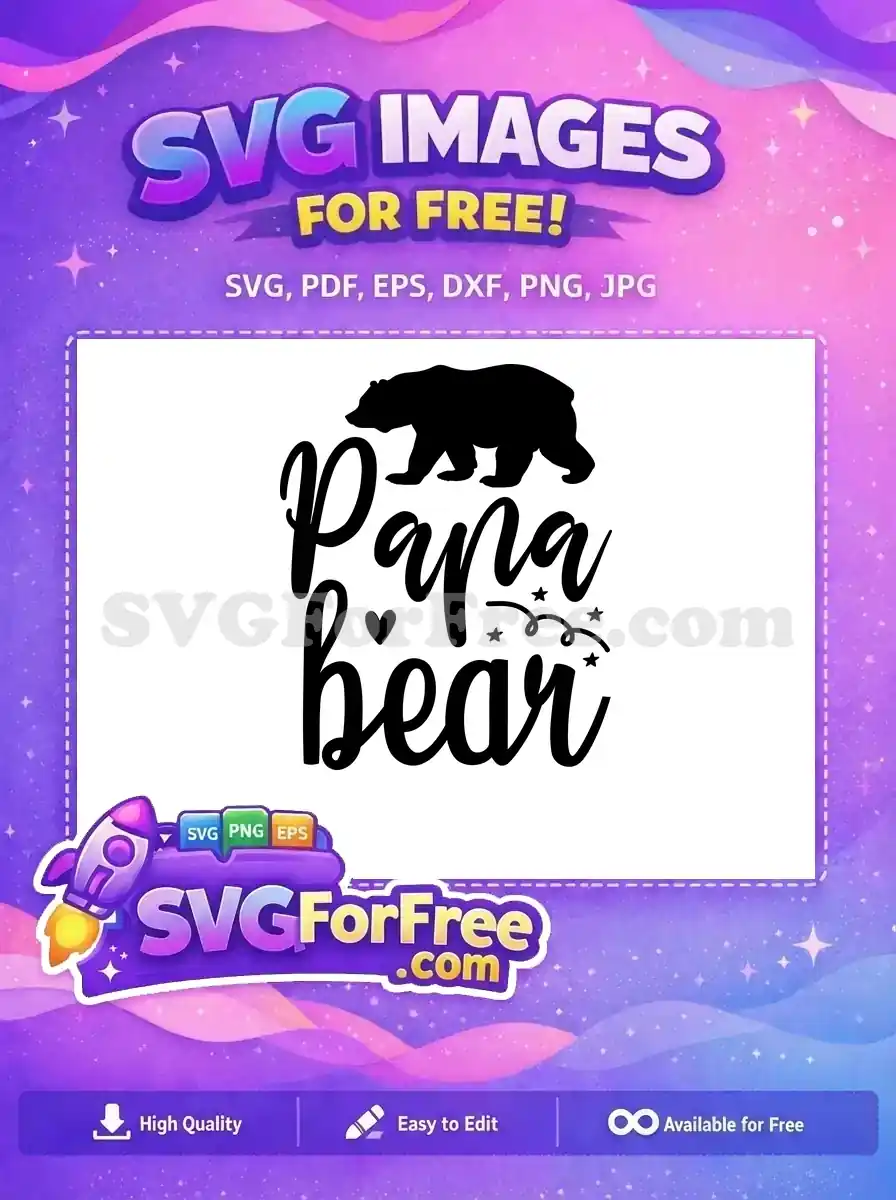 Free Black Bear Silhouette Free Cursive Papa Bear Text Family Quotes Free SVG