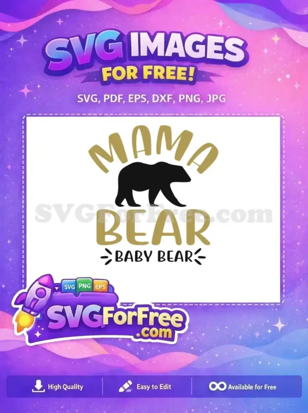 Free Gold Mama Bear Free Black Baby Bear Family Quote Free SVG Free Gold Mama Bear Free Black Baby Bear Family Quote Free SVG