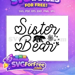 Free Black Sister Bear Free Hearts Flowers Family Free SVG