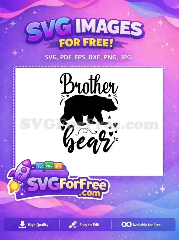 Free Silhouette Free Script Hearts Brother Bear Family Free SVG