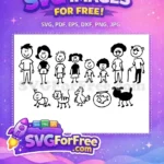 Free Happy Smiling Stick Family Free Cute Pets Family Quotes Free SVG - Instant Download