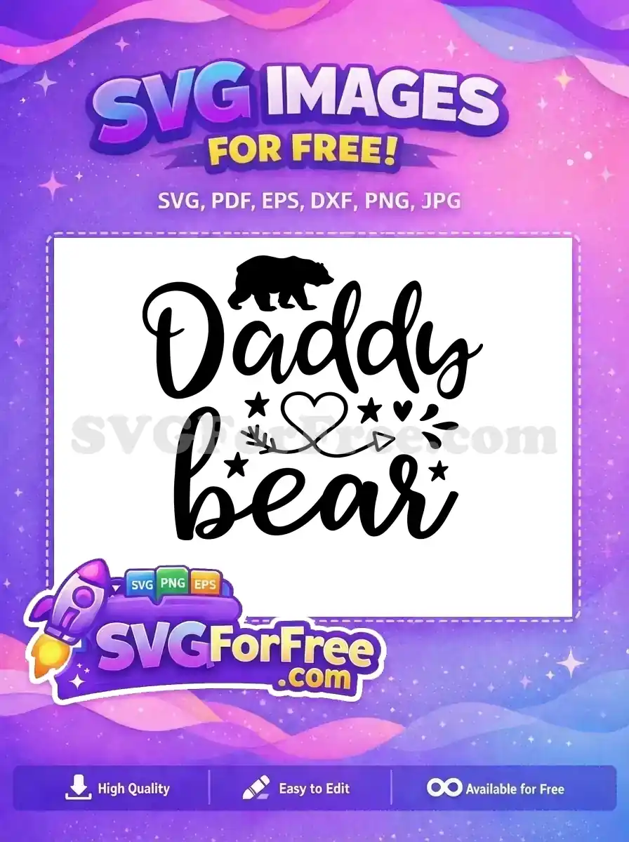 Free Daddy Bear Quote Free Black Bear Heart Arrow Family Free SVG