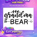 Free Black Script Grandma Free Heart Arrow Bear Quote Family Quotes Free SVG - Instant Download