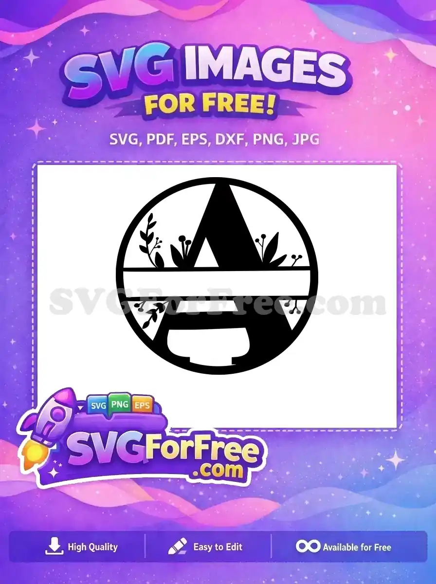 Free Black Monogram A Free Floral Leaves Berries Family Quote Free SVG