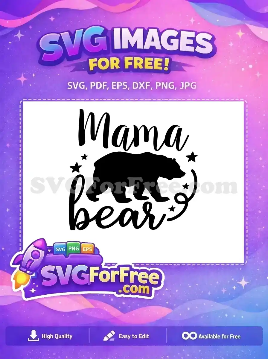Free Mama Bear Free Black Silhouette Stars Family Quotes Free SVG