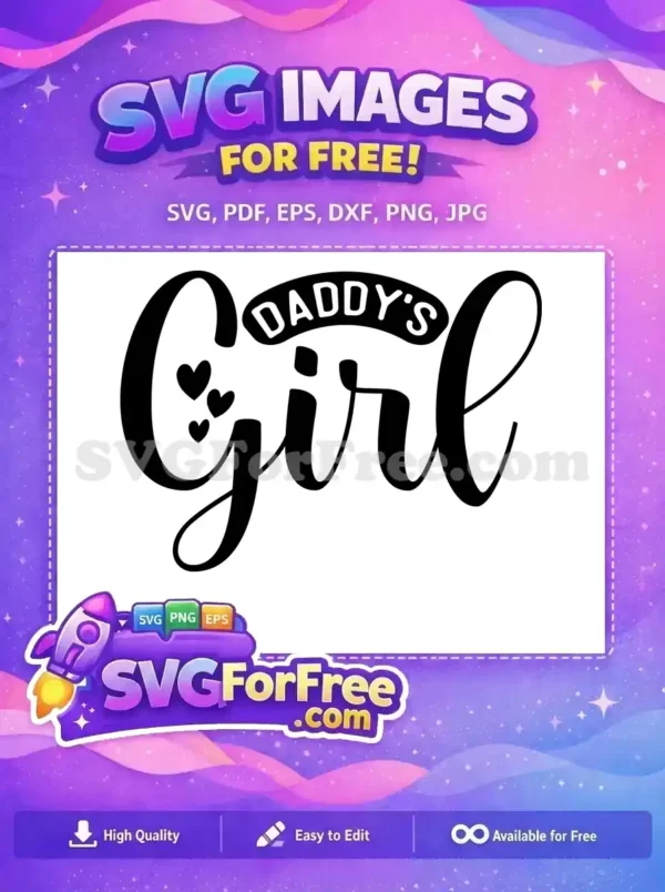 Free Hearts Detail Free Daddy's Girl Quote Free SVG