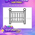 Free Simple Black Crib Free Nursery Outline Design Baby Icons Free SVG - Instant Download