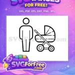 Free Parent Standing Free Baby Stroller Family and Baby Icons Free SVG - Instant Download