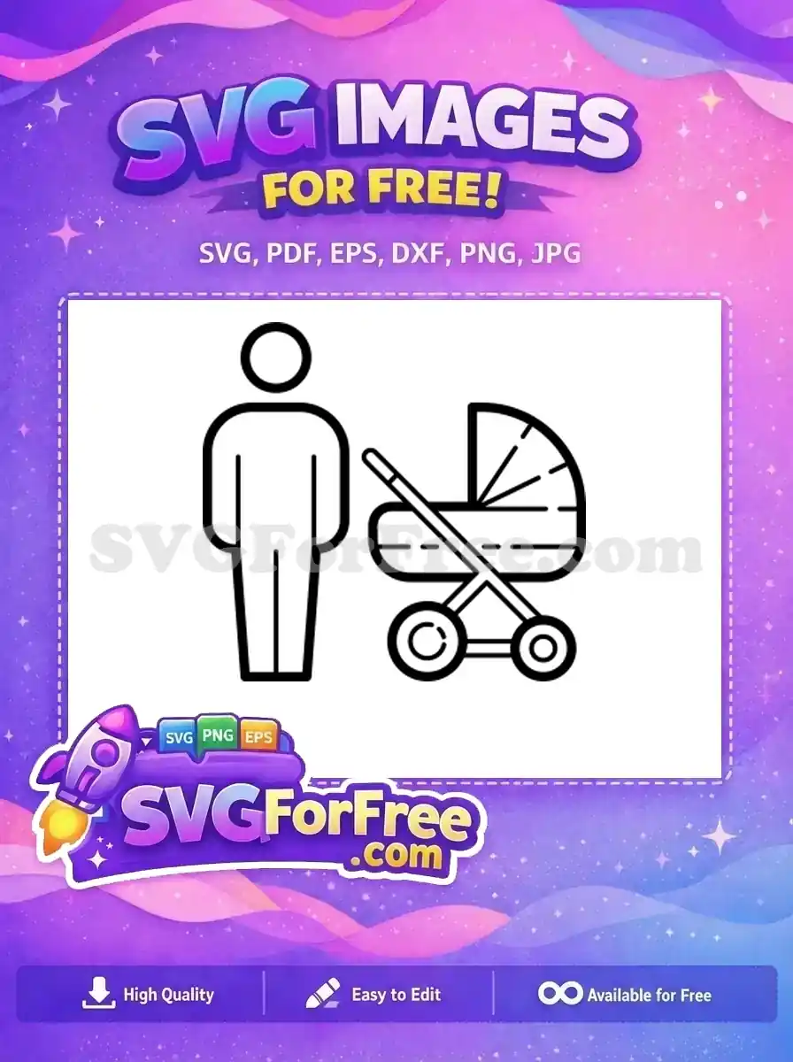 Free Parent Standing Free Baby Stroller Family and Baby Icons Free SVG