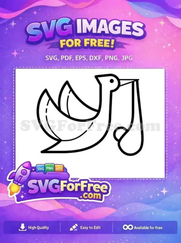 Free Flying Stork Delivering Baby Free Simple Outline Family Free SVG Free Flying Stork Delivering Baby Free Simple Outline Family Free SVG