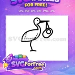 Free Stork Delivering Baby Free Newborn Announcement Family Icon Free SVG - Instant Download