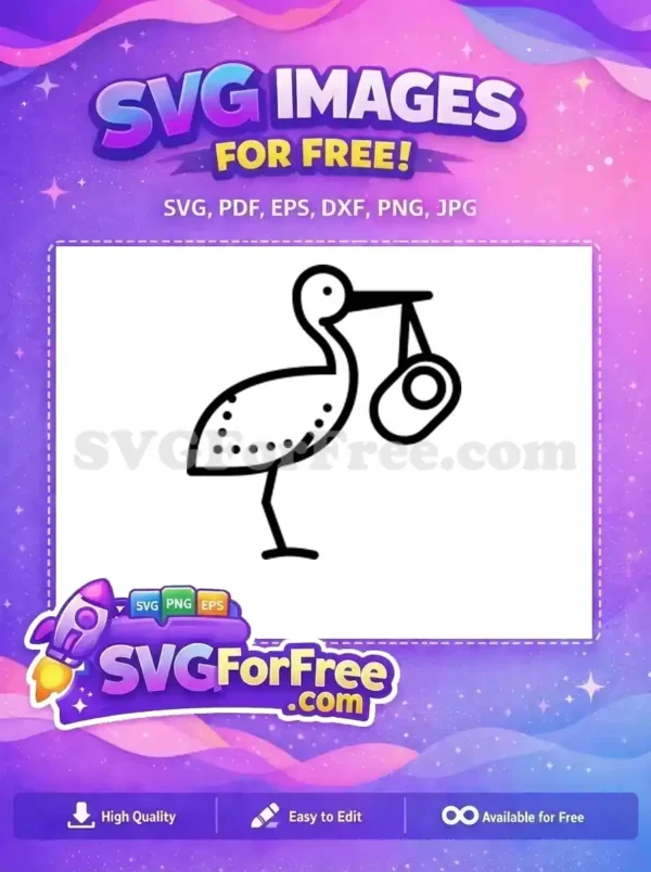 Free Stork Delivering Baby Free Newborn Announcement Family Icon Free SVG