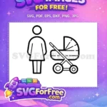 Free Standing Mother Figure Free Baby Pram Family Joy Free SVG - Instant Download