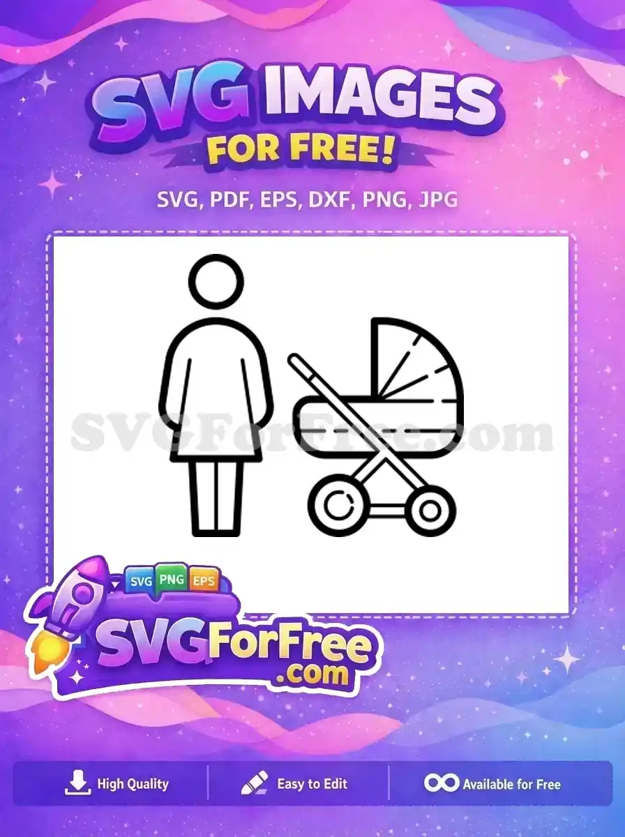 Free Standing Mother Figure Free Baby Pram Family Joy Free SVG