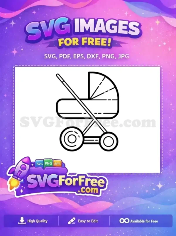 Free black line stroller Free newborn carriage graphic Baby Icons Free SVG