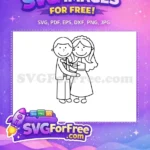 Free Bride Groom Hugging Free Stick Figures Wedding Free SVG - Instant Download