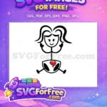 Free Happy Stick Woman Free Red Heart Diaper Family Stick Free SVG - Instant Download