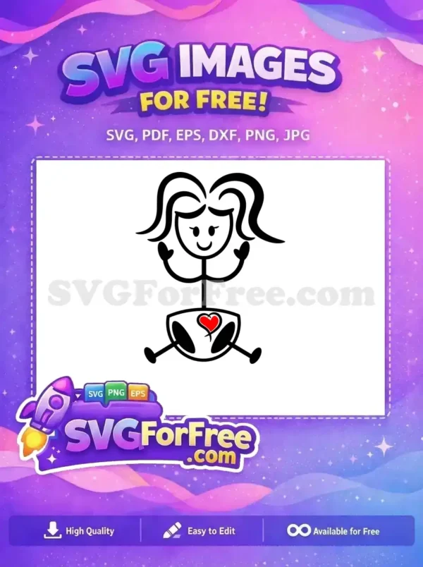 Free Happy Stick Woman Free Diaper Red Heart Family Stick Free SVG