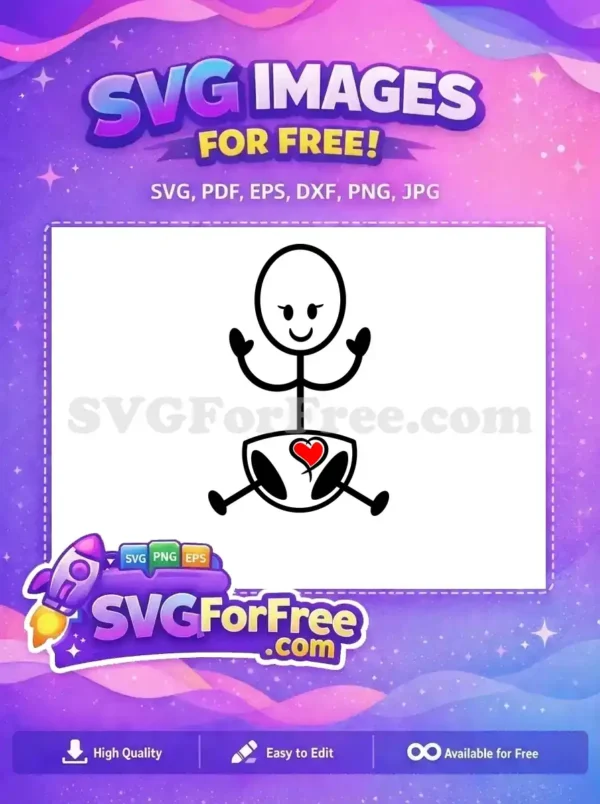 Free Happy Baby Girl Free Diaper Red Heart Family Stick Free SVG