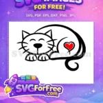 Free Happy Cat Free Red Heart Family Stick Free SVG - Instant Download