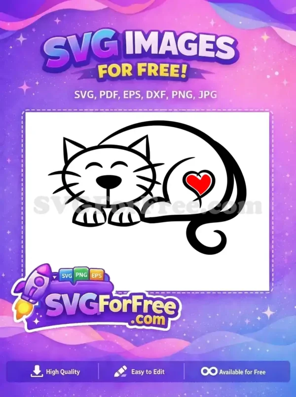 Free Happy Cat Free Red Heart Family Stick Free SVG