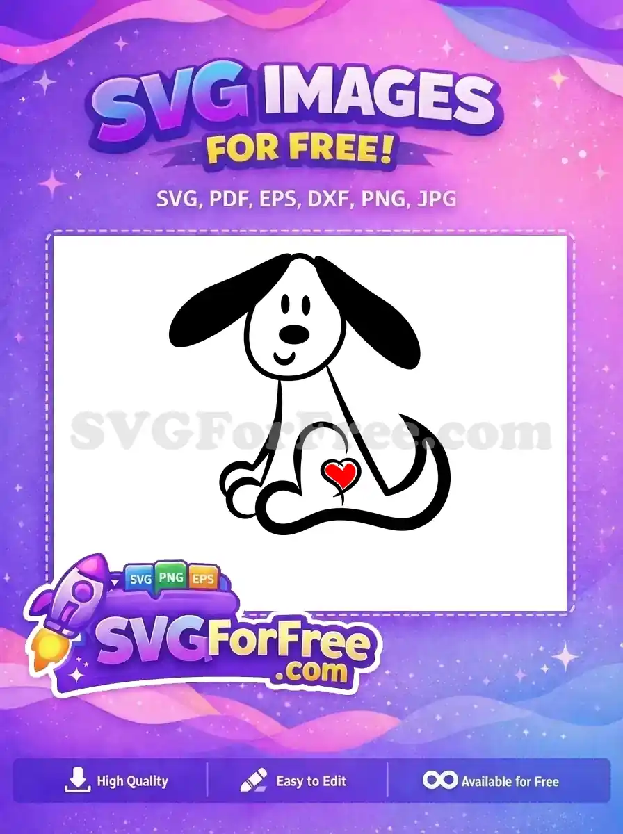 Free Happy Puppy Free Red Heart Family Stick Free SVG