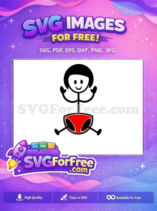 Free Smiling Baby Free Red Diaper Family Stick Free SVG