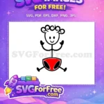 Free Happy Curly Free Red Diaper Family Stick Free SVG - Instant Download