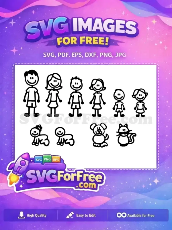Free Happy Family Free Stick Figures Pets Free SVG