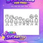 Free Happy Stick Figure Family Free Glasses Pigtails Kids Free Family SVG - Instant Download