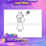 Free Happy Bride Free Wedding Dress Bouquet Family Stick Free SVG - Instant Download