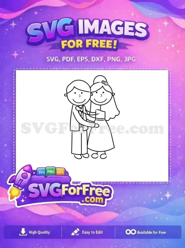 Free Happy Bride Groom Free Stick Couple Family Wedding Free SVG