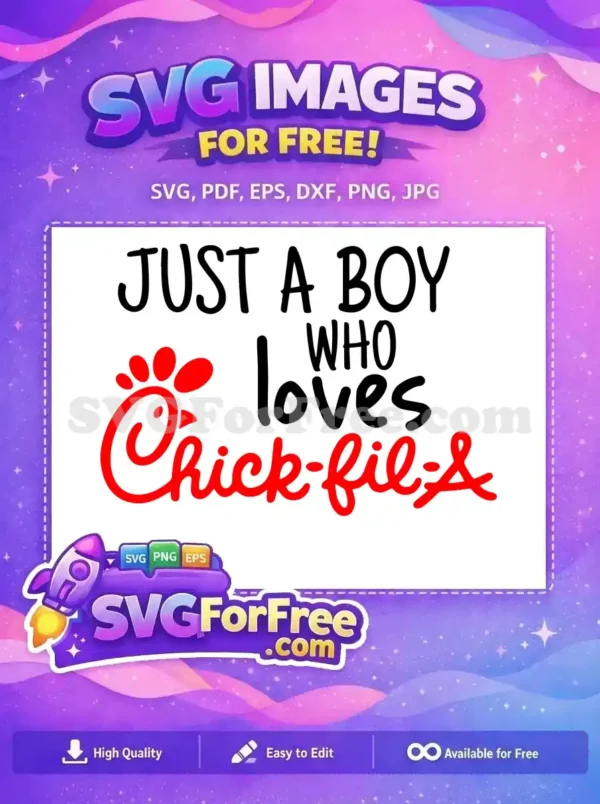Free Red Chick-fil-A Free Just a Boy Design Free SVG