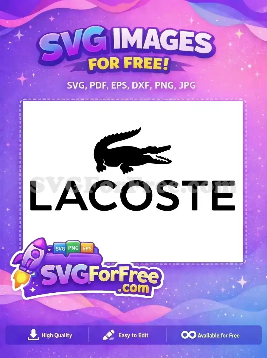 Free Black Crocodile Silhouette Free Open Mouth Jaws Lacoste Brand Logo Free SVG